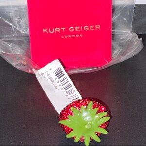 NWT RARE NEW Kurt Geiger Red & Green Sparkle Strawberry Ring